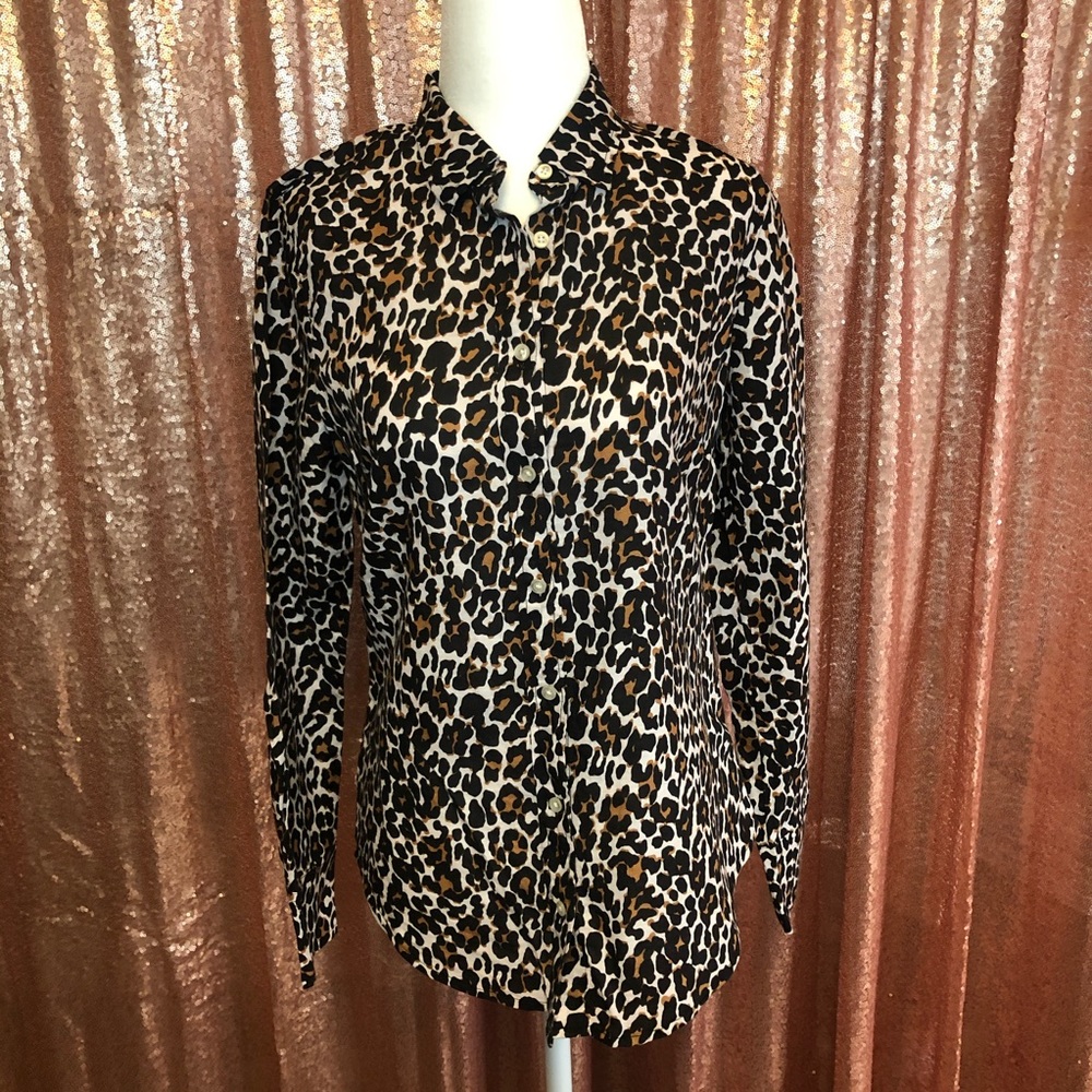 JCrew Leopard print button down shirt